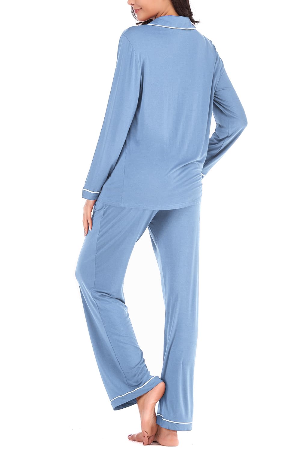 Aamikast Women's Pajama Sets Long Sleeve Button Down Sleepwear Nightwear Soft Pjs Lounge Sets