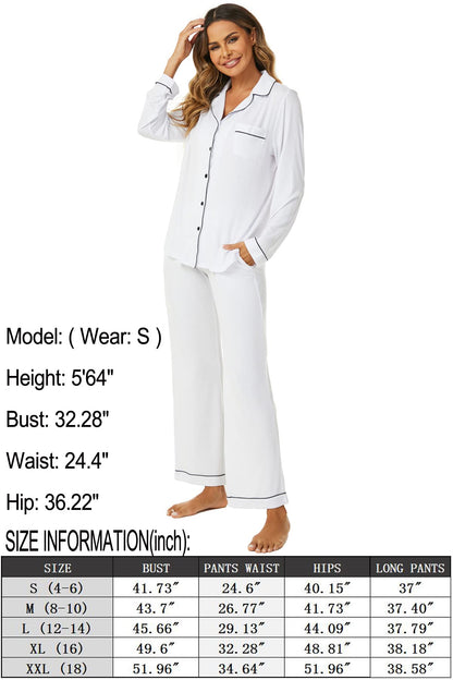 Aamikast Women's Pajama Sets Long Sleeve Button Down Sleepwear Nightwear Soft Pjs Lounge Sets