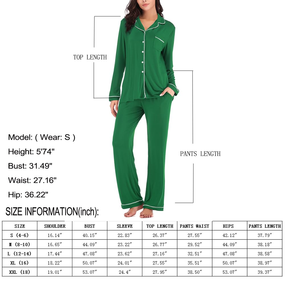 Aamikast Women's Pajama Sets Long Sleeve Button Down Sleepwear Nightwear Soft Pjs Lounge Sets