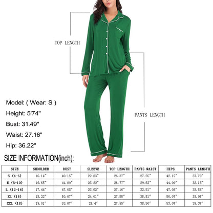 Aamikast Women's Pajama Sets Long Sleeve Button Down Sleepwear Nightwear Soft Pjs Lounge Sets