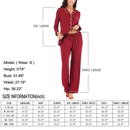 Aamikast Women's Pajama Sets Long Sleeve Button Down Sleepwear Nightwear Soft Pjs Lounge Sets