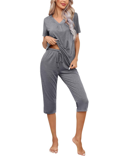 difficort Women's Pajama Sets Long Sleeve Lounge Sets Pjs Sleepwear with Pockets