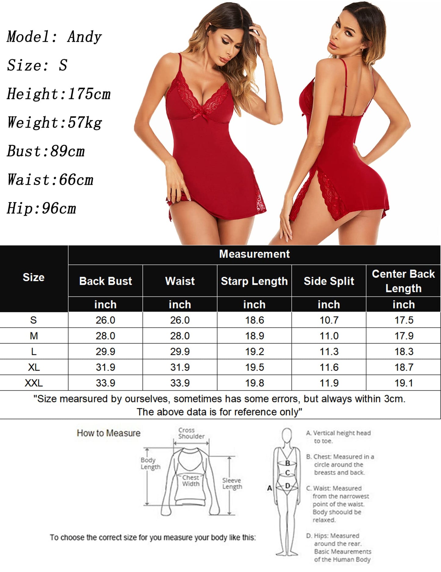 Avidlove Women's Lingerie Sexy Nightwear Spaghetti Strap Nightgown Babydoll Chemise