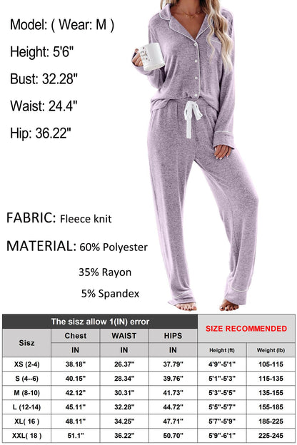 Aamikast Women's Pajama Sets Long Sleeve Button Down Sleepwear Nightwear Soft Pjs Lounge Sets