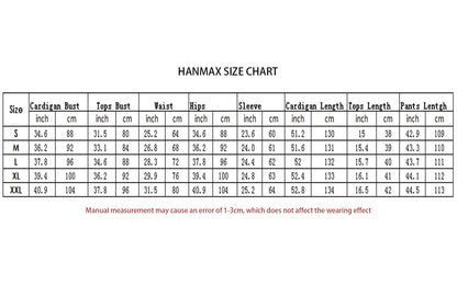 HANMAX Women's Tracksuit Winter Autumn Knitted Long-sleeved Blazer Coat Tank Long Pants Three Piece Sets Outfit