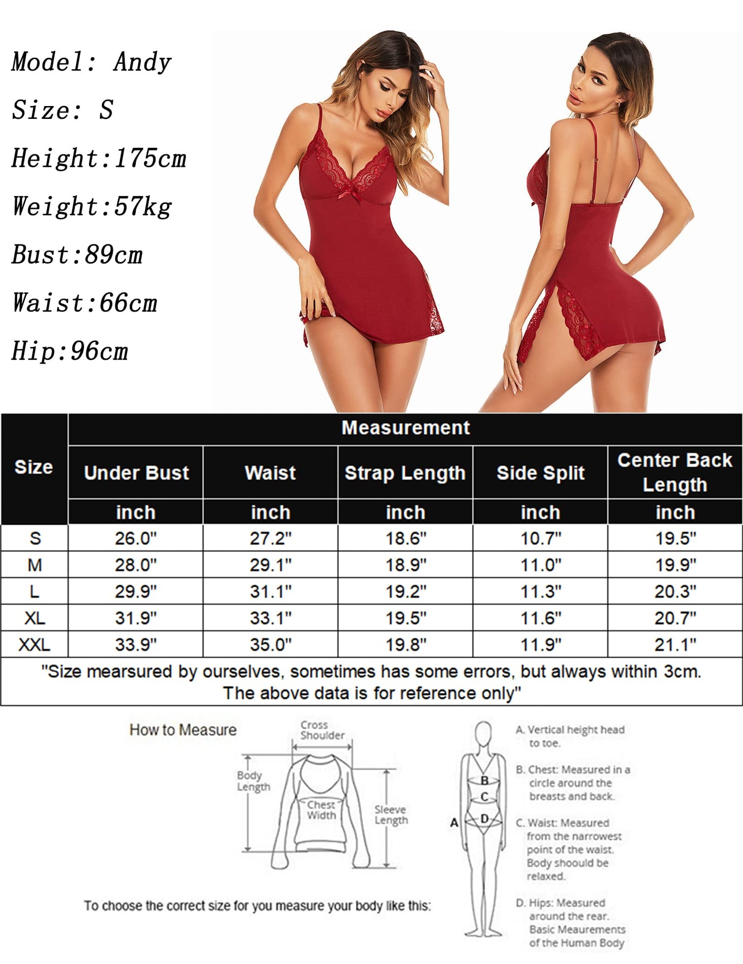 Avidlove Women's Lingerie Sexy Nightwear Spaghetti Strap Nightgown Babydoll Chemise