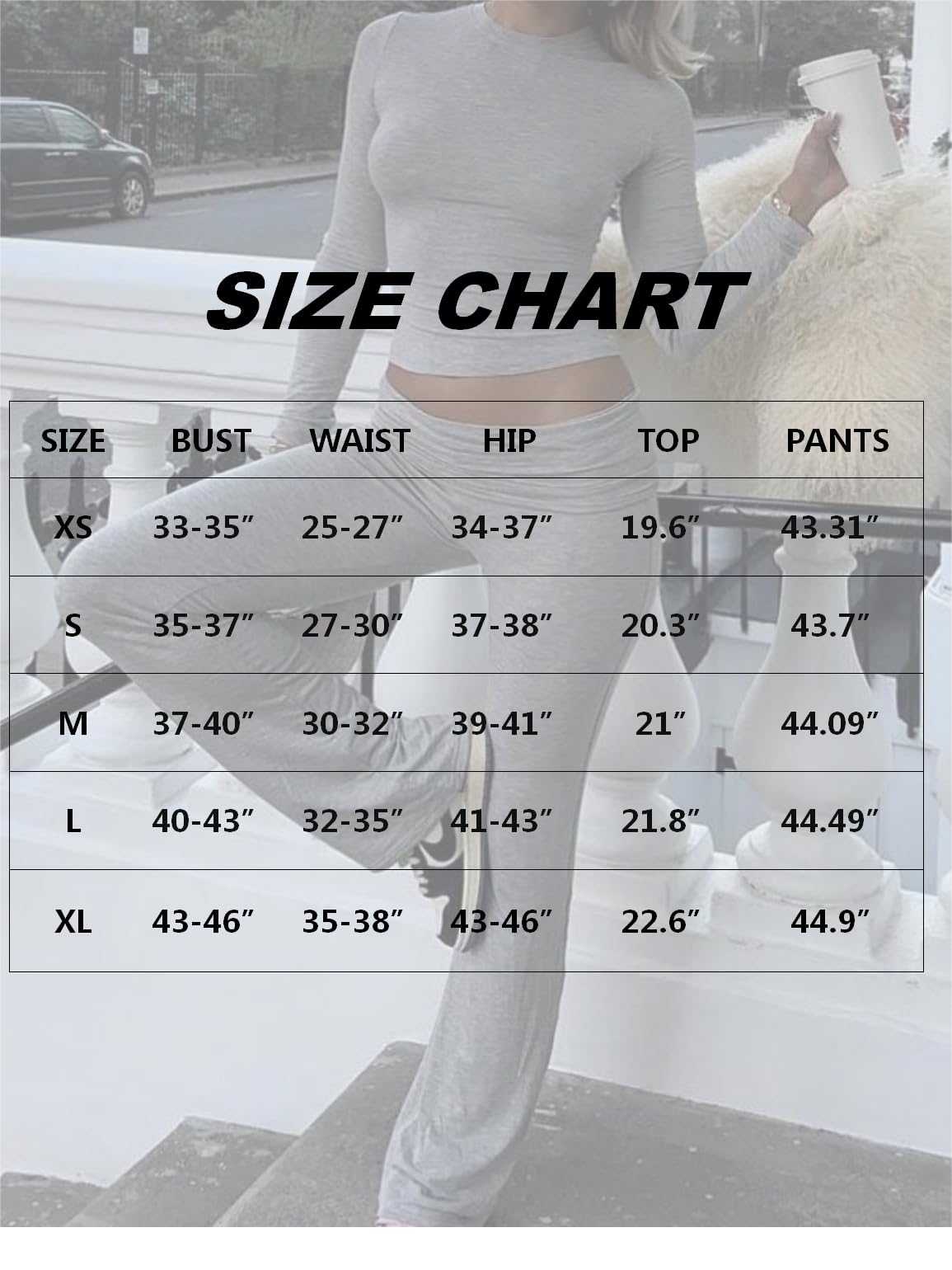 AYWA Women's 2 Piece Outfits Foldover Flare Pants Long Sleeve Crew Neck T-shirt Fitted Pajama Sets