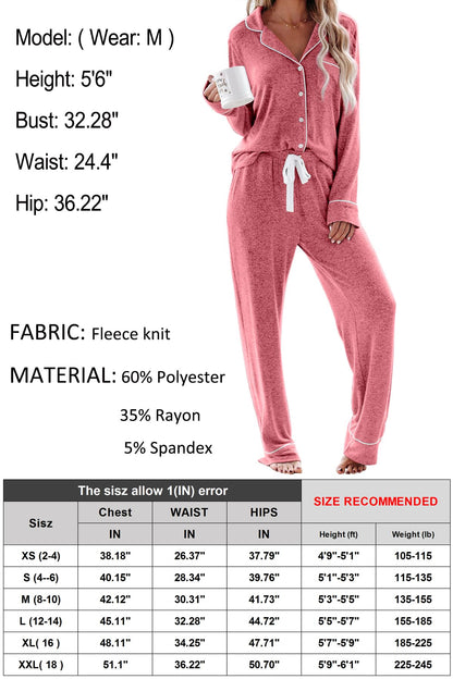 Aamikast Women's Pajama Sets Long Sleeve Button Down Sleepwear Nightwear Soft Pjs Lounge Sets