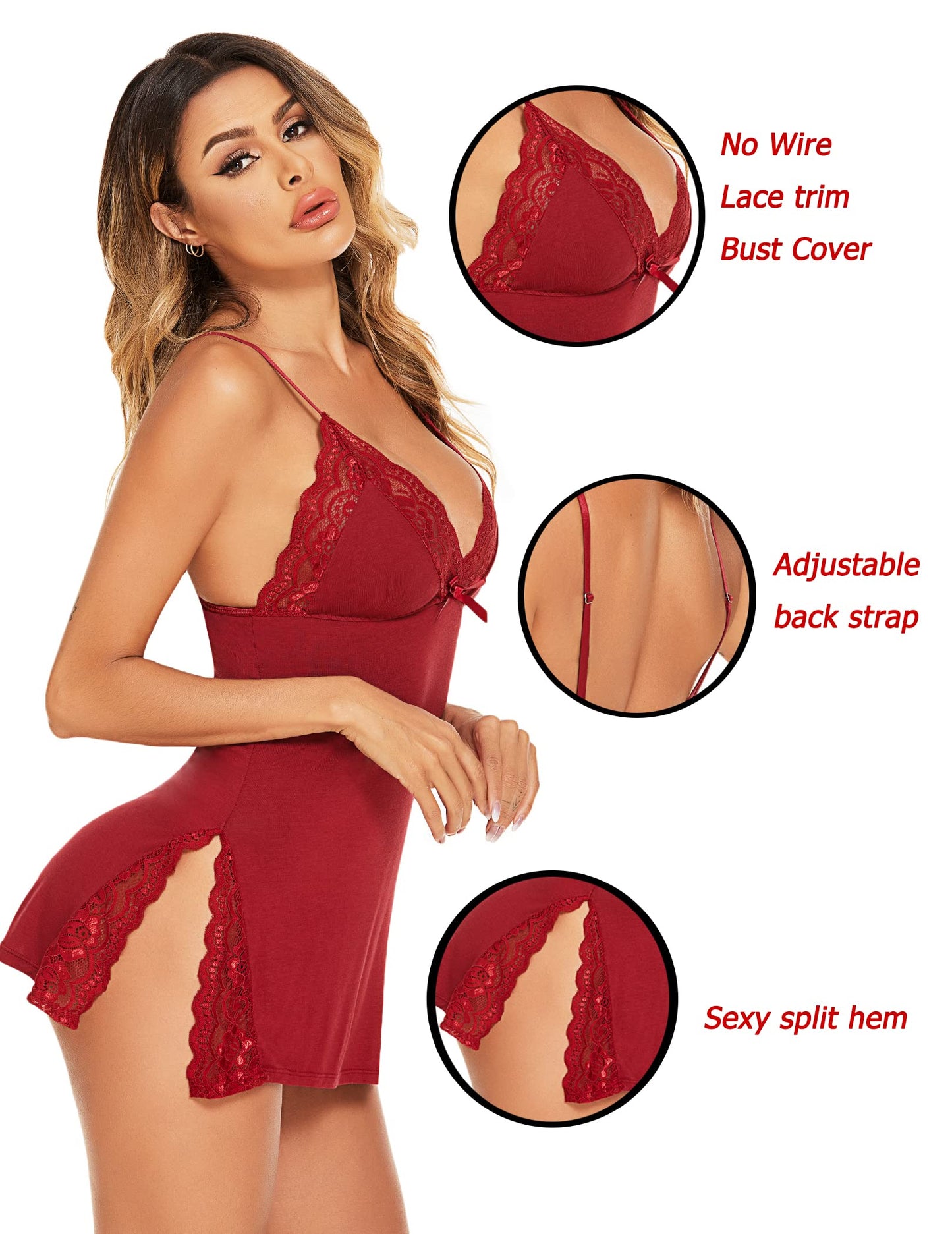 Avidlove Women's Lingerie Sexy Nightwear Spaghetti Strap Nightgown Babydoll Chemise