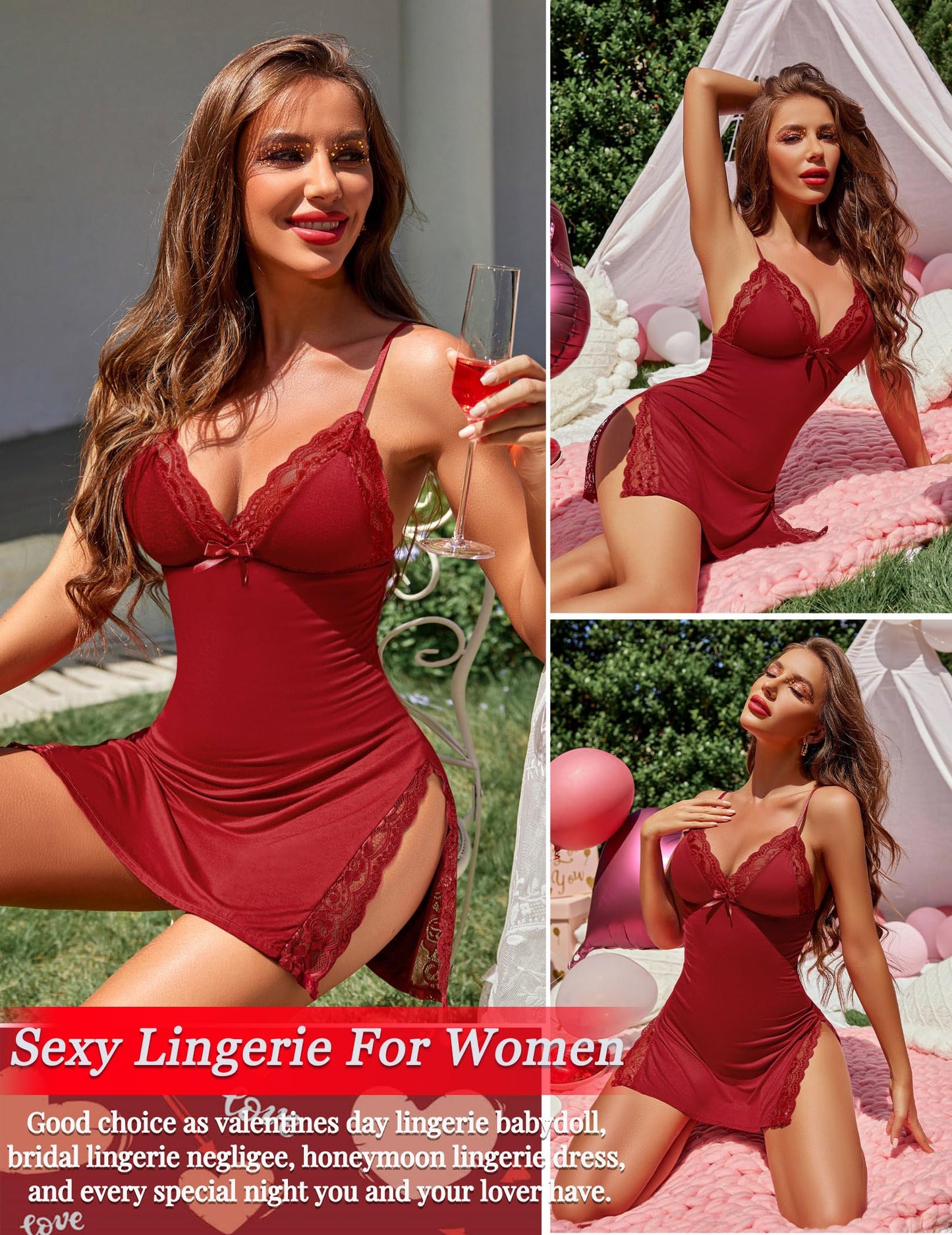 Avidlove Women's Lingerie Sexy Nightwear Spaghetti Strap Nightgown Babydoll Chemise